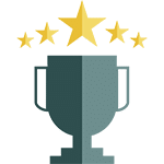icon of trophy with 5 stars